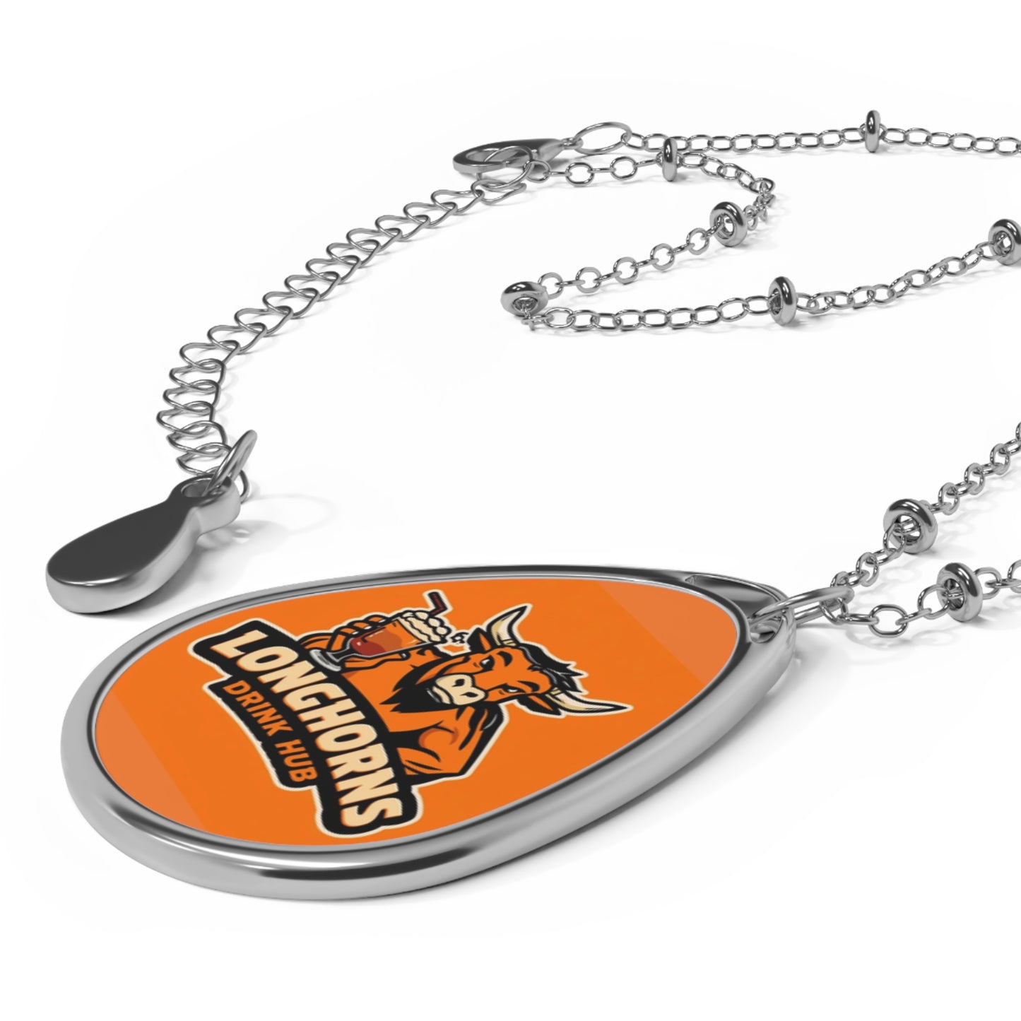 Longhorns Oval Necklace - Cheerful Jewelry for Fans, Sports Gift, Personalized Pendant, Graduation, Birthday, Team Spirit