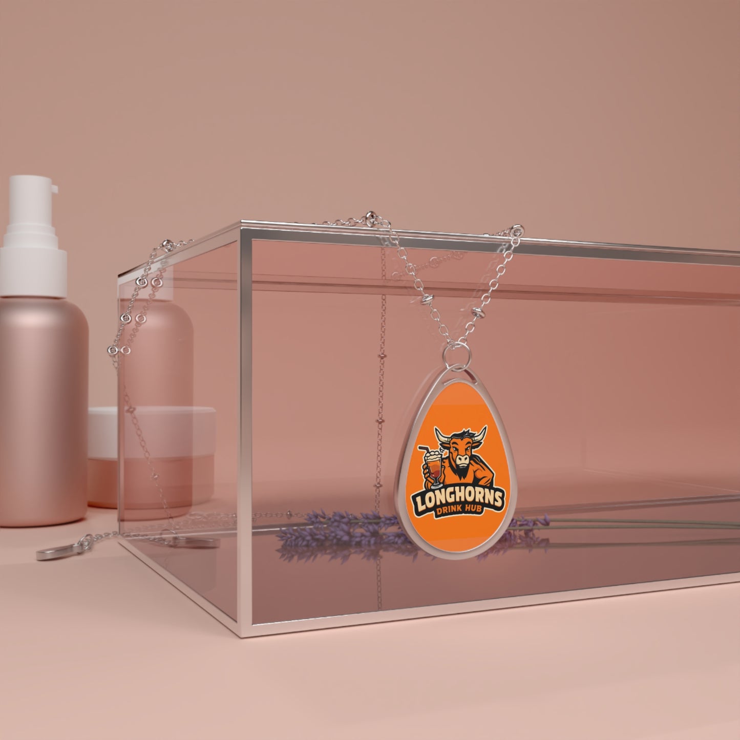 Longhorns Oval Necklace - Cheerful Jewelry for Fans, Sports Gift, Personalized Pendant, Graduation, Birthday, Team Spirit