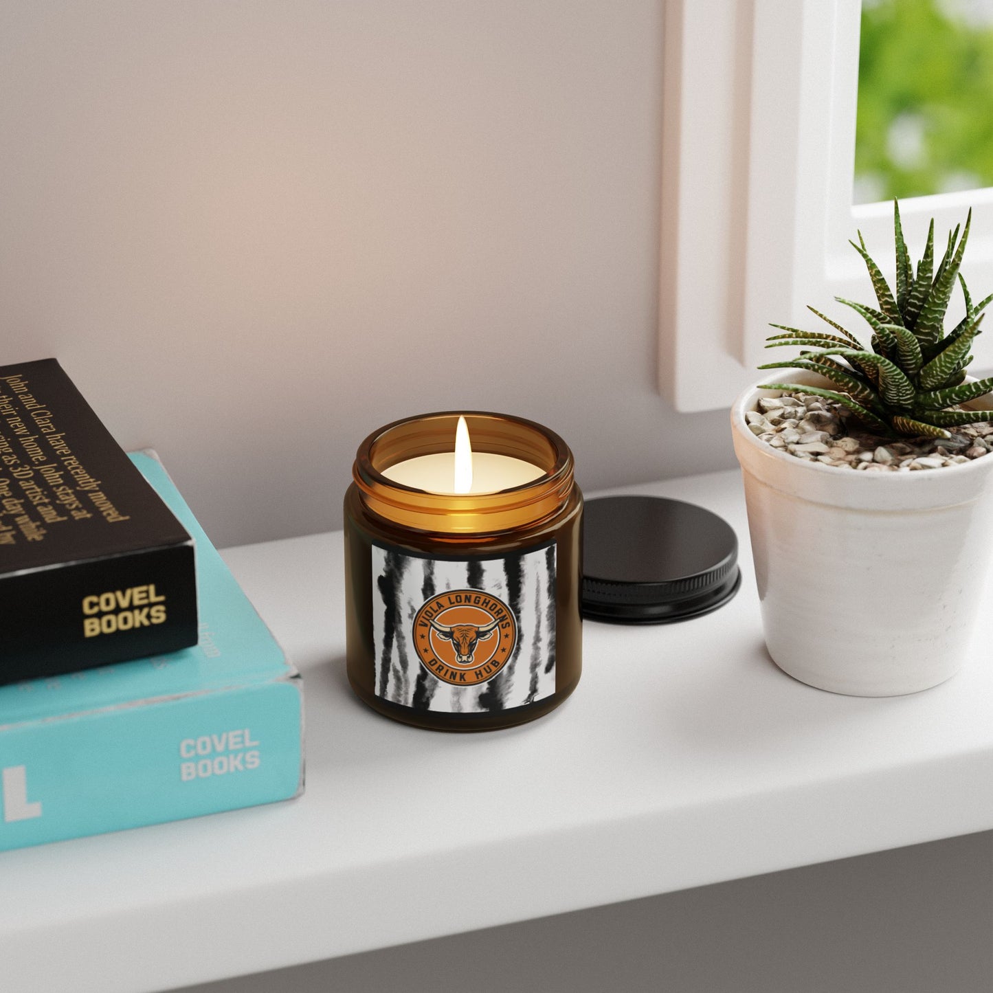 Viola Longhorns Drink Hub Logo Rustic Scented Soy Candle - Cozy Home Décor, Gifts for Her, Eco-Friendly Aromatherapy, Relaxation, Vegan Candles