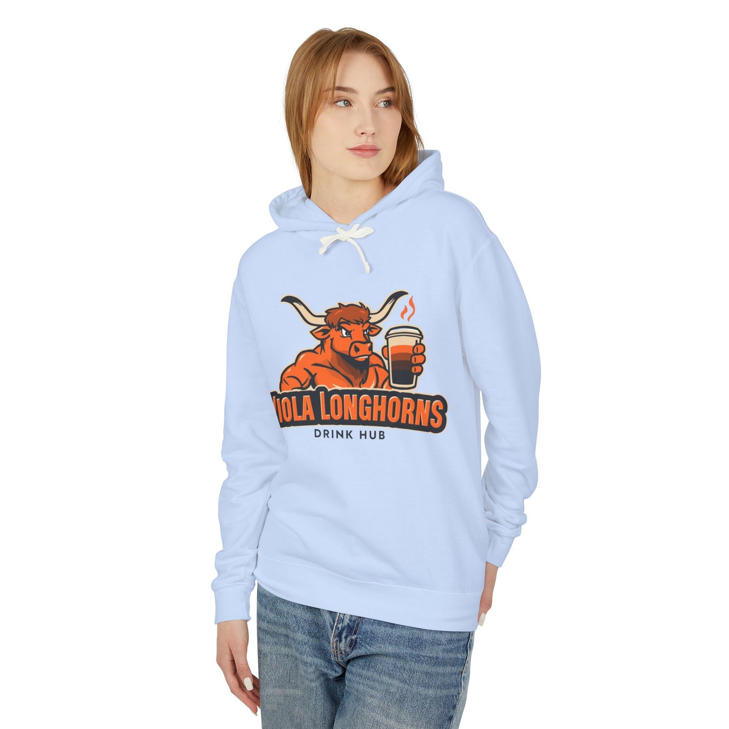 Viola Longhorns Comfort Colors Unisex Lightweight Hooded Sweatshirt - Perfect for Game Days, Casual Wear, Gifts, and Drink Lovers!
