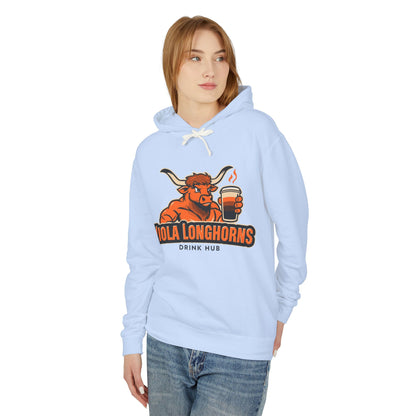 Viola Longhorns Comfort Colors Unisex Lightweight Hooded Sweatshirt - Perfect for Game Days, Casual Wear, Gifts, and Drink Lovers!