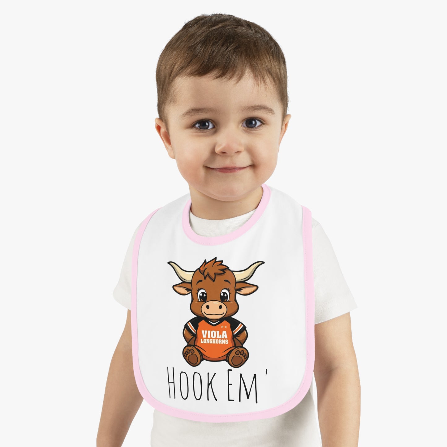 Cute Baby Longhorns Sports-Themed Baby Bib with Contrast Trim, Perfect for Game Day, Baby Shower Gift, Super Soft Jersey Bib, Unisex Baby Apparel, [...]