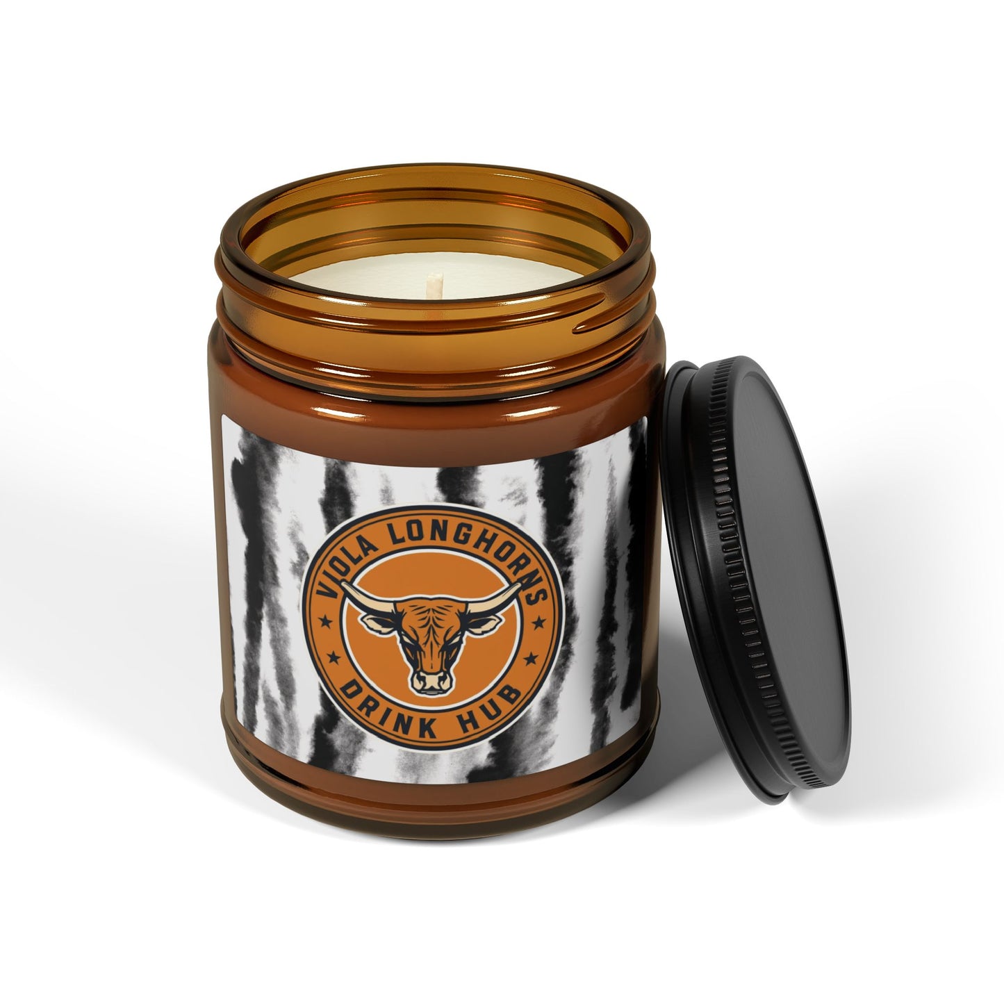Viola Longhorns Drink Hub Logo Rustic Scented Soy Candle - Cozy Home Décor, Gifts for Her, Eco-Friendly Aromatherapy, Relaxation, Vegan Candles