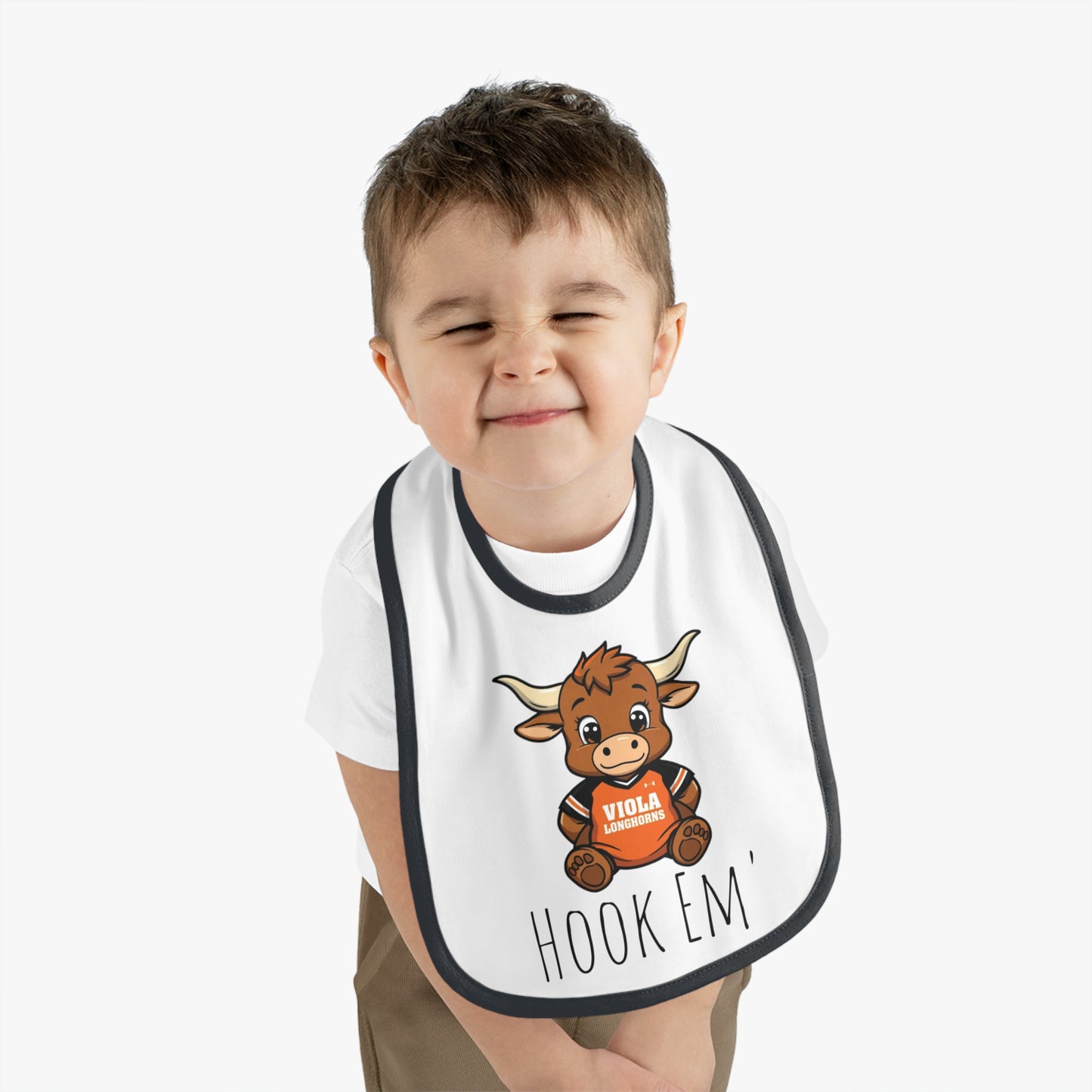 Cute Baby Longhorns Sports-Themed Baby Bib with Contrast Trim, Perfect for Game Day, Baby Shower Gift, Super Soft Jersey Bib, Unisex Baby Apparel, [...]