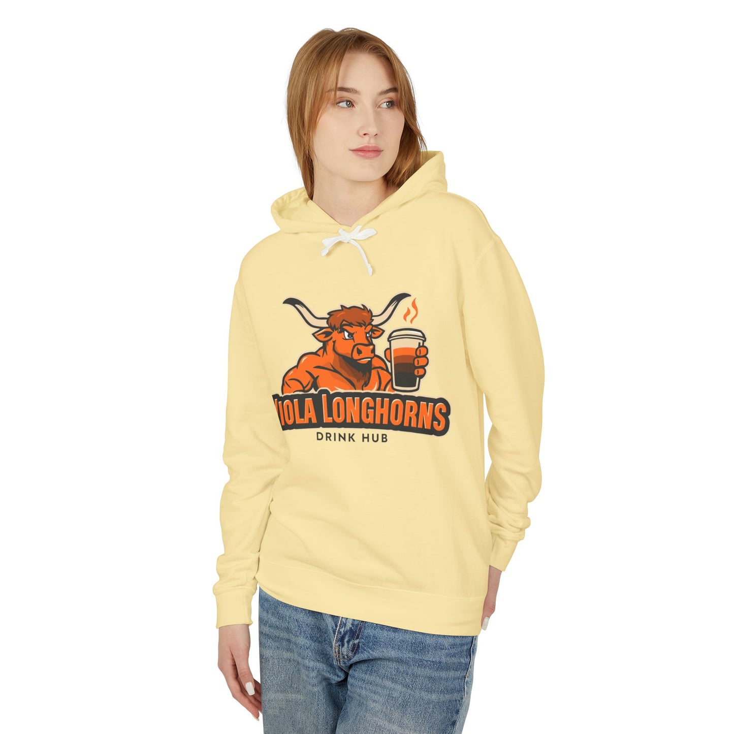 Viola Longhorns Comfort Colors Unisex Lightweight Hooded Sweatshirt - Perfect for Game Days, Casual Wear, Gifts, and Drink Lovers!