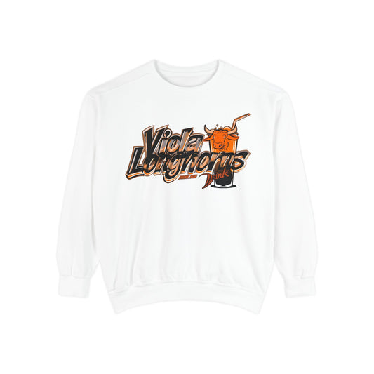 Viola Longhorns Comfort Colors Sweatshirt - Cozy Relaxed Fit, Perfect for Lounging, Gift for Friends, Summer Parties, Casual Wear