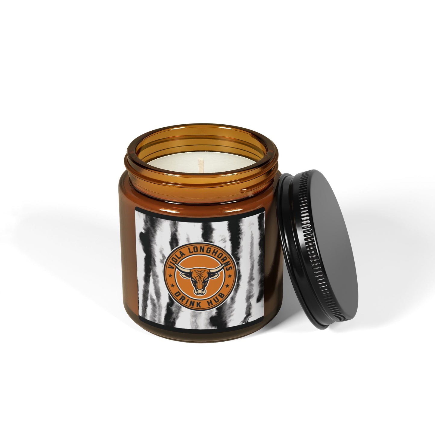 Viola Longhorns Drink Hub Logo Rustic Scented Soy Candle - Cozy Home Décor, Gifts for Her, Eco-Friendly Aromatherapy, Relaxation, Vegan Candles
