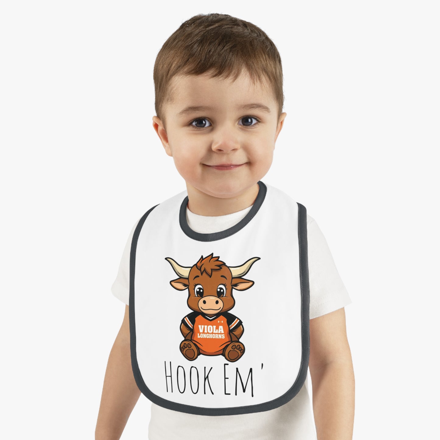 Cute Baby Longhorns Sports-Themed Baby Bib with Contrast Trim, Perfect for Game Day, Baby Shower Gift, Super Soft Jersey Bib, Unisex Baby Apparel, [...]