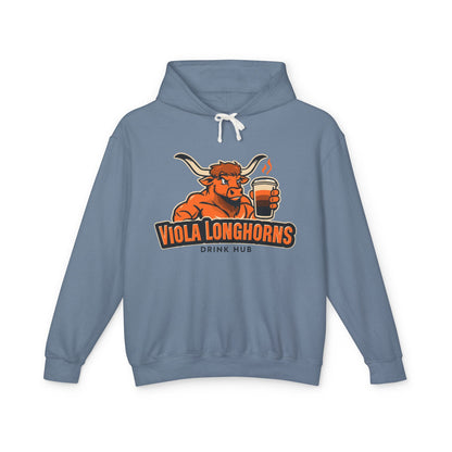 Viola Longhorns Comfort Colors Unisex Lightweight Hooded Sweatshirt - Perfect for Game Days, Casual Wear, Gifts, and Drink Lovers!
