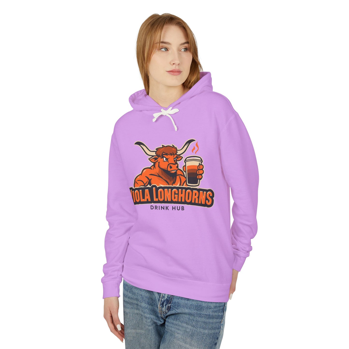 Viola Longhorns Comfort Colors Unisex Lightweight Hooded Sweatshirt - Perfect for Game Days, Casual Wear, Gifts, and Drink Lovers!